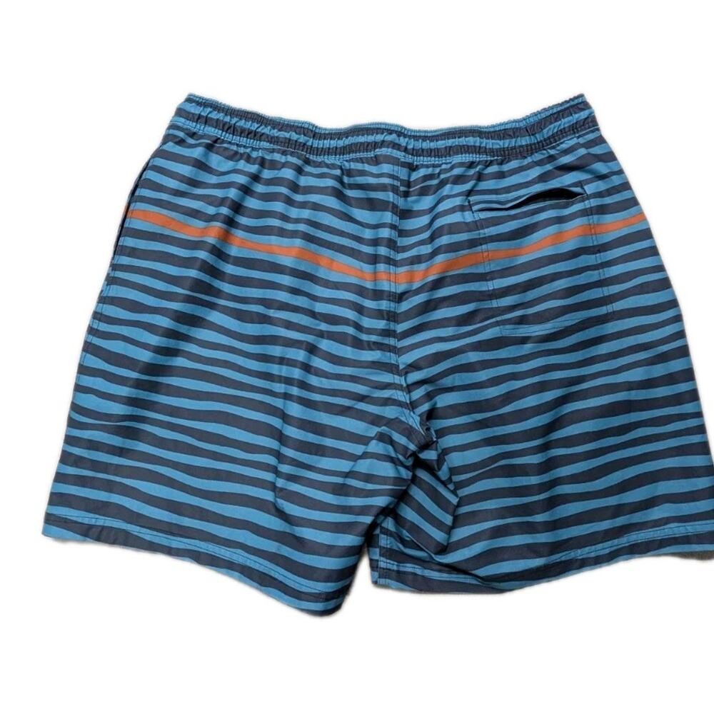 L.L. Bean Men’s Swim Trunks XXL Blue Teal Striped Drawstring Lined Pockets - Picture 3 of 12